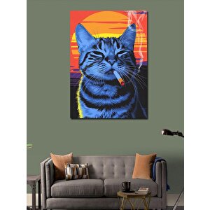 Kanvas Tablo Mavi Kedi