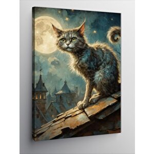 Kanvas Tablo Çatıda Kedi 70x100 cm