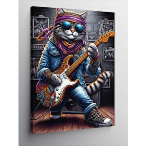 Kanvas Tablo Gitar Kedi 70x100 cm