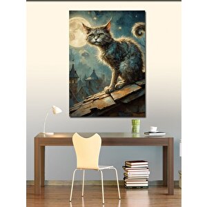Kanvas Tablo Çatıda Kedi 100x140 cm