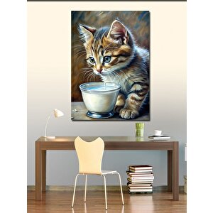 Kanvas Tablo Süt İçen Yavru Kedi 100x140 cm