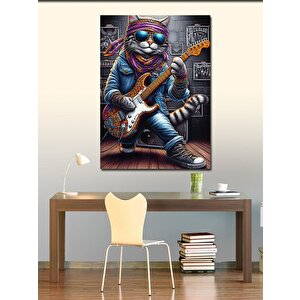 Kanvas Tablo Gitar Kedi