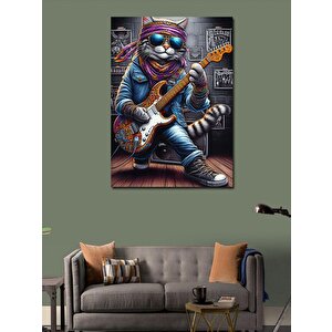 Kanvas Tablo Gitar Kedi