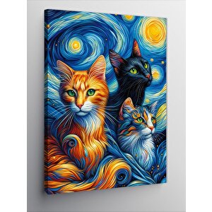 Kanvas Tablo Van Gogh Tarzı Kediler