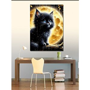 Kanvas Tablo Ay Ve Kedi 70x100 cm