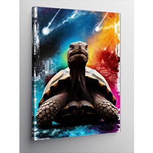 Kanvas Tablo Kaplumbağa Ve Işıltılı Gökyüzü 70x100 cm