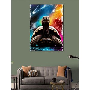 Kanvas Tablo Kaplumbağa Ve Işıltılı Gökyüzü 70x100 cm