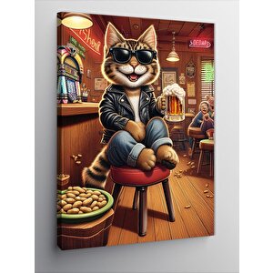 Kanvas Tablo Pizza Yiyen Kedi