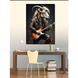 Kanvas Tablo Gitar Çalan Keçi