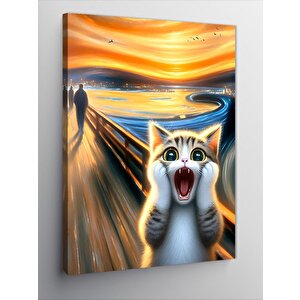 Kanvas Tablo Çığlık Atan Kedi (scream Parodi)