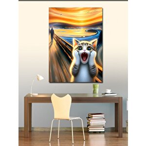 Kanvas Tablo Çığlık Atan Kedi (scream Parodi)