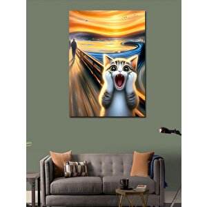 Kanvas Tablo Çığlık Atan Kedi (scream Parodi)