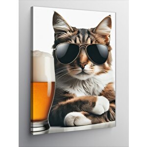 Kanvas Tablo Gözlüklü Kedi