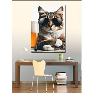 Kanvas Tablo Gözlüklü Kedi