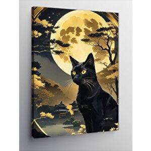 Kanvas Tablo Ay Işığında Kedi 100x140 cm