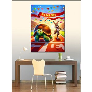 Kanvas Tablo Tavşan Ve Kaplumbağa Hikayesi 70x100 cm