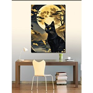 Kanvas Tablo Ay Işığında Kedi