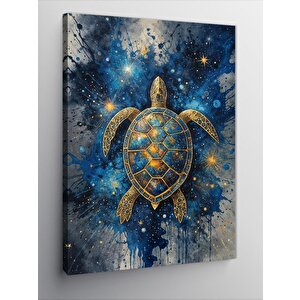 Kanvas Tablo Mavi Boyalar Ve Kaplumbağa 70x100 cm