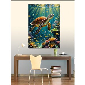 Kanvas Tablo Su Altı Kaplumbağası 70x100 cm