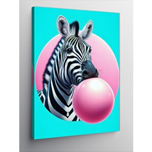 Kanvas Tablo Balon Çiğneyen Zebra