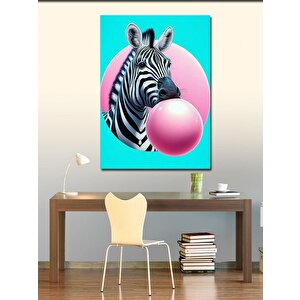 Kanvas Tablo Balon Çiğneyen Zebra