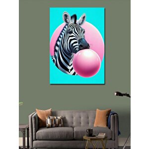 Kanvas Tablo Balon Çiğneyen Zebra