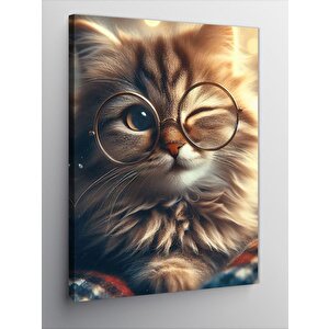 Kanvas Tablo Tek Gözlü Kedi 70x100 cm