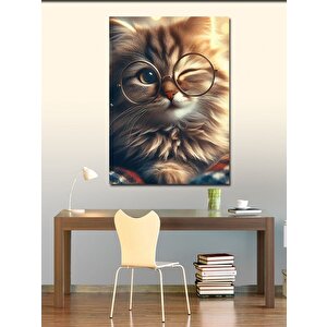 Kanvas Tablo Tek Gözlü Kedi 100x140 cm