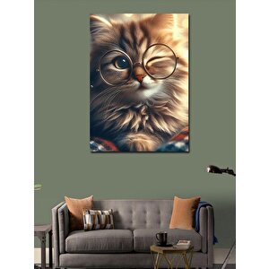 Kanvas Tablo Tek Gözlü Kedi 100x140 cm