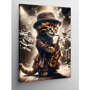 Kanvas Tablo Cazcı Kedi 100x140 cm