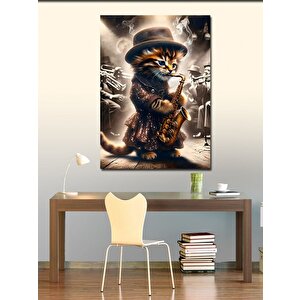 Kanvas Tablo Cazcı Kedi 100x140 cm