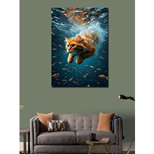 Kanvas Tablo Yüzen Kedi 100x140 cm