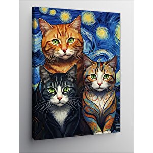 Kanvas Tablo Gece Kedileri 70x100 cm