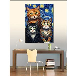 Kanvas Tablo Gece Kedileri 70x100 cm