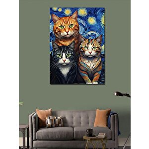 Kanvas Tablo Gece Kedileri 70x100 cm