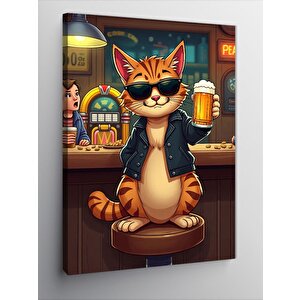 Kanvas Tablo Kedi Barmende