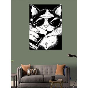 Kanvas Tablo Güneş Gözlüklü Kedi 100x140 cm