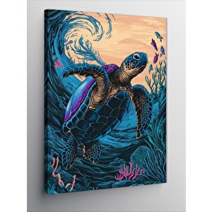 Kanvas Tablo Sörf Yapan Kaplumbağa 100x140 cm