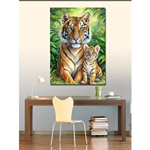 Kanvas Tablo Kaplan Ve Yavru Kedi 100x140 cm