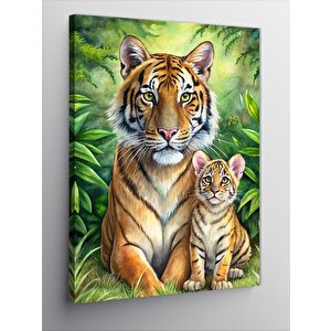 Kanvas Tablo Kaplan Ve Yavru Kedi 70x100 cm