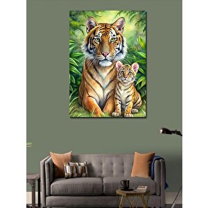 Kanvas Tablo Kaplan Ve Yavru Kedi 70x100 cm