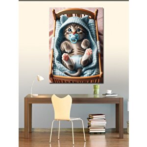 Kanvas Tablo Beşik İçinde Yavru Kedi