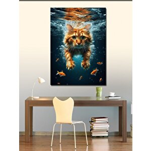 Kanvas Tablo Suda Yüzen Kedi 70x100 cm