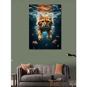Kanvas Tablo Suda Yüzen Kedi 70x100 cm