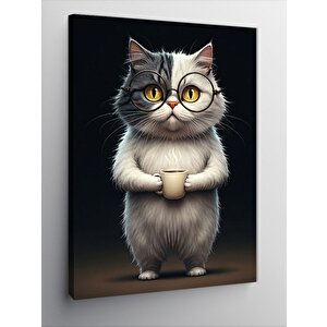 Kanvas Tablo Gözlüklü Kedi 70x100 cm
