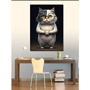 Kanvas Tablo Gözlüklü Kedi 70x100 cm
