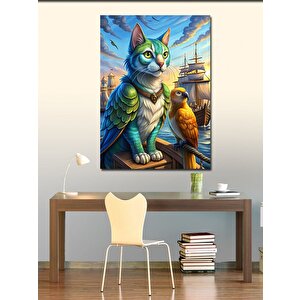 Kanvas Tablo Korsan Kedi 100x140 cm