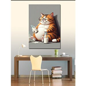 Kanvas Tablo Kitap Okuyan Kedi