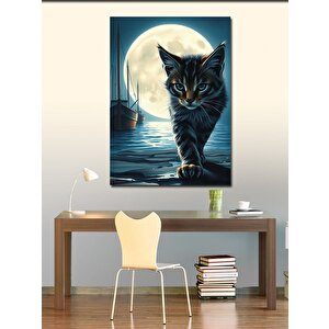 Kanvas Tablo Ay Işığı Kedisi 100x140 cm