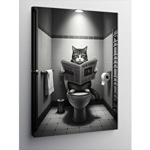 Kanvas Tablo Tuvalette Kedi